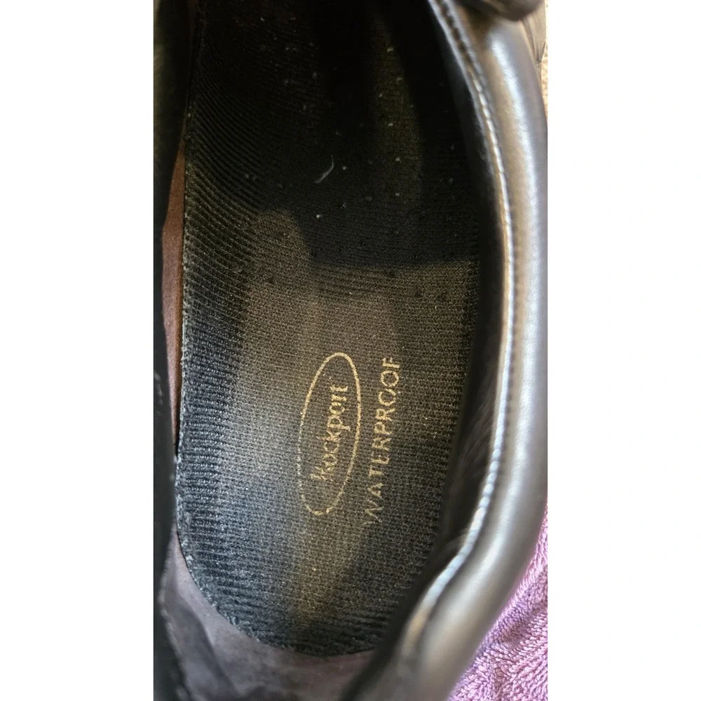 Rockport Mens 12M Black Leather Slip On Comfort Shoes Moc Toe DMX Cushion